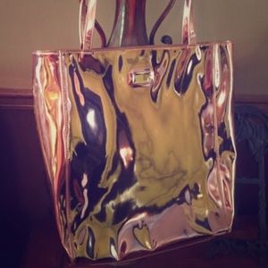 rose gold TED BAKER shopper tote bag shiny metalic